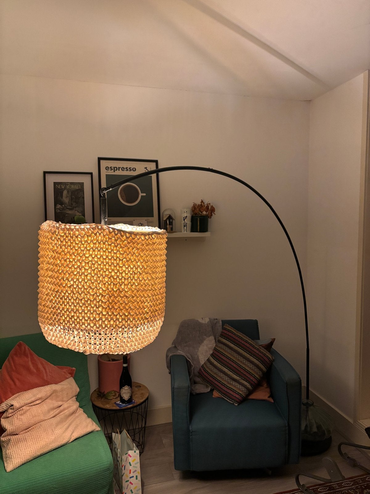 IKEA Skaftet vloerlamp met textiel kap, Ophalen, Gebruikt, E27 (groot), Metaal