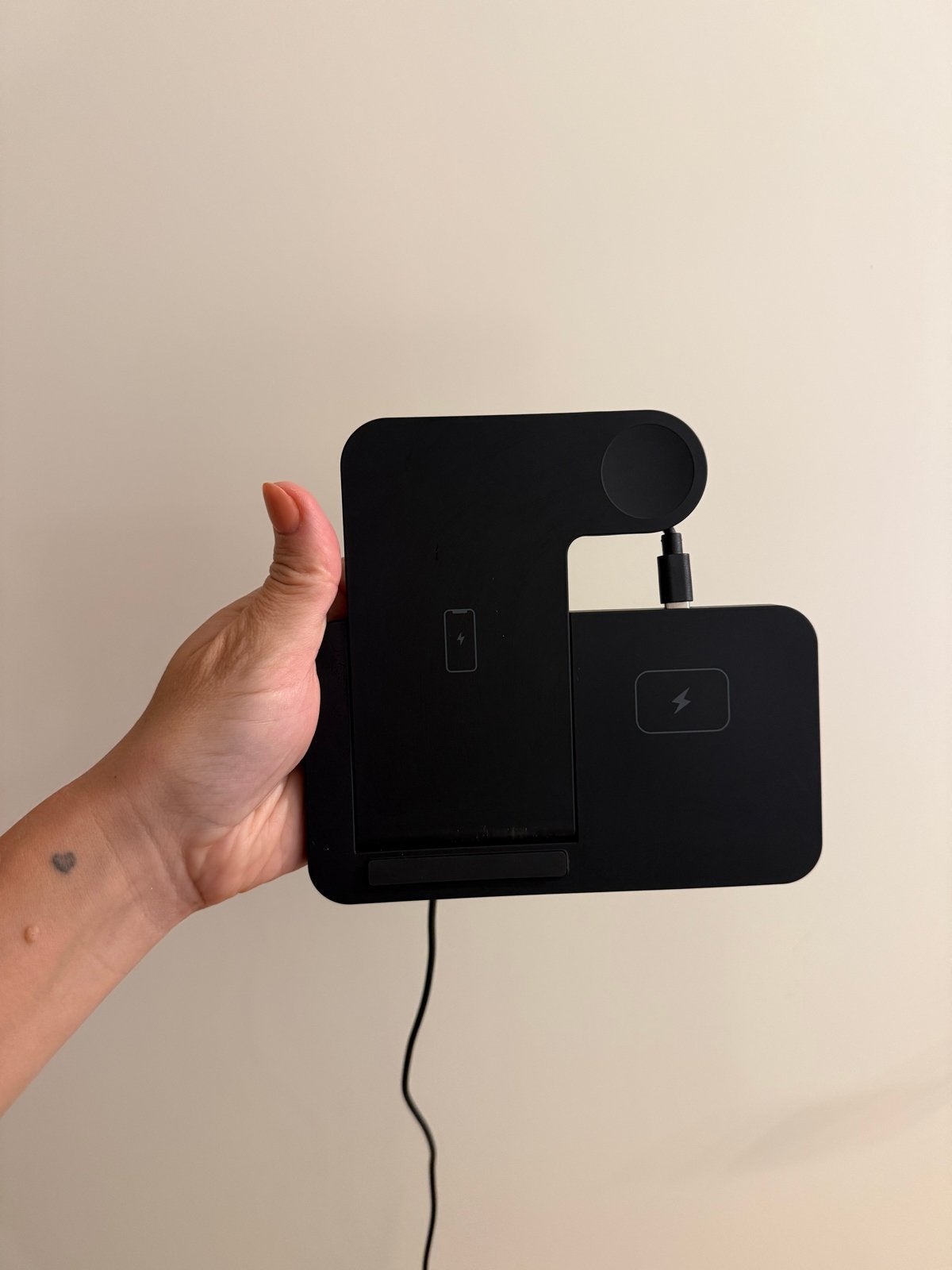 Draadloos oplaadstation 3-in-1 voor telefoon, horloge, oortj, USB-C, Draadloze oplader, Ophalen of Verzenden, Zo goed als nieuw