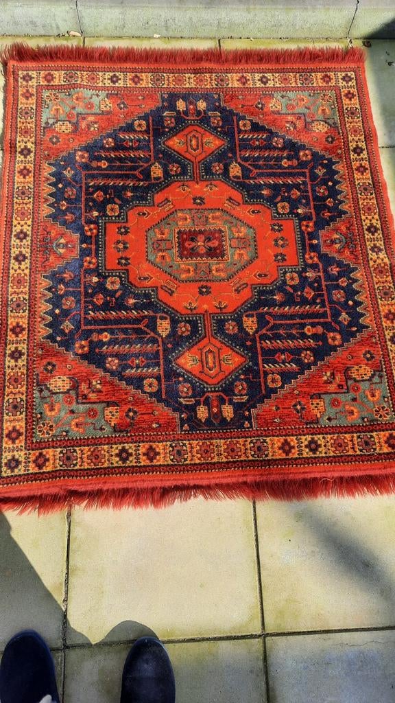 Prachtig Handgeknoopt Perzisch Tapijt - Rood/Blauw, Ophalen, Gebruikt, Vierkant, Groen