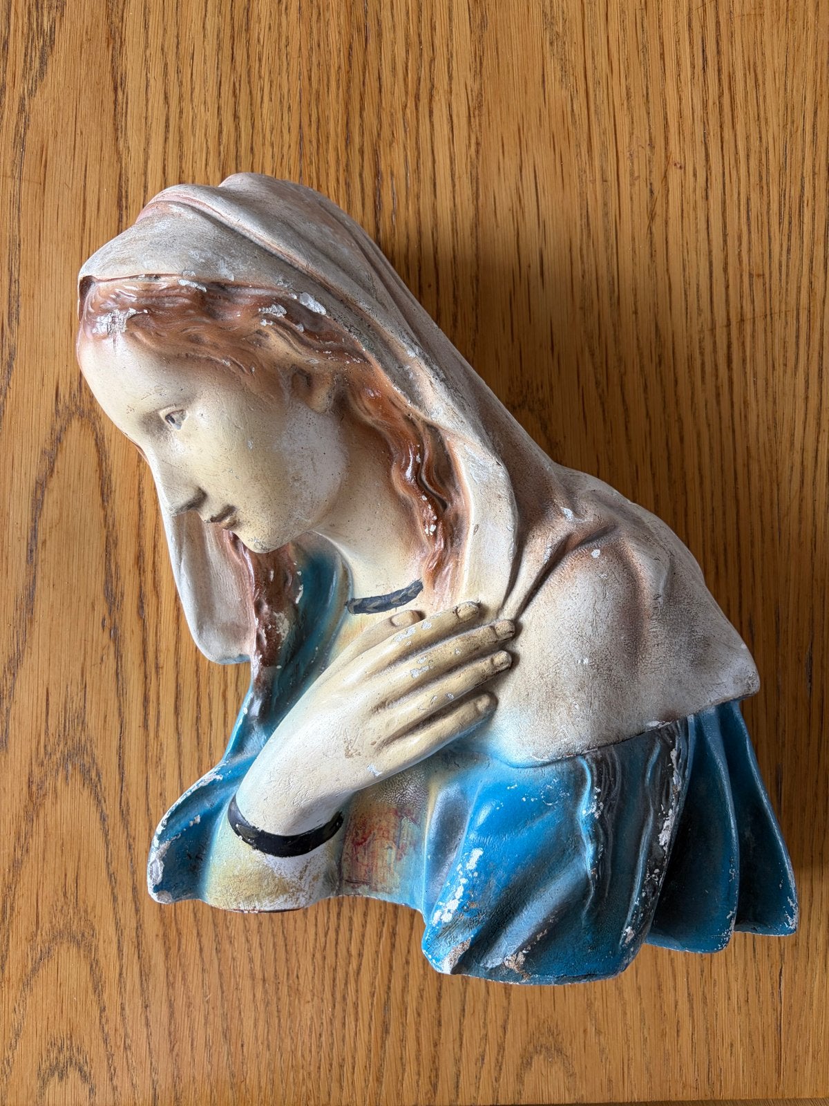Vintage Mariabeeld - Gipsen Buste - Religieuze Kunst, Antiek en Kunst, Gips, Buste, Ophalen of Verzenden, 20 - 50 cm