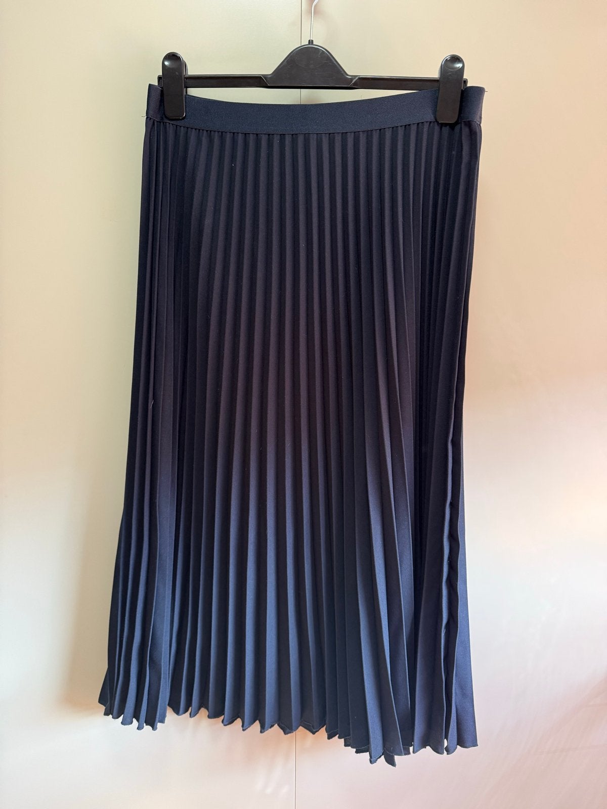 H&M geplooide plisse midi rok in donkerblauw / maat L, Blauw, Maat 42/44 (L), Ophalen of Verzenden, Zo goed als nieuw