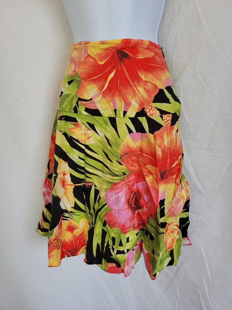 Vrolijke bloemen rok mt S/M merk Alma Mater, Kleding | Dames, ., Ophalen of Verzenden, Zo goed als nieuw, Knielengte