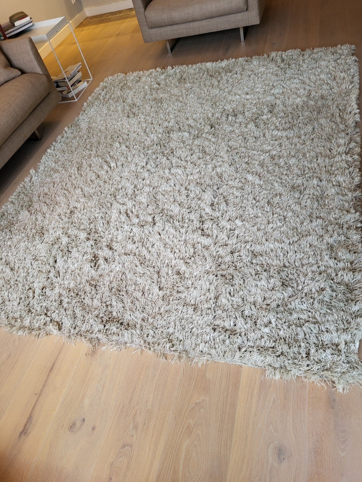 Kinast Hoogpolig Vloerkleed - 2x3m - Beige/Crème, Ophalen, Beige, 200 cm of meer, Zo goed als nieuw