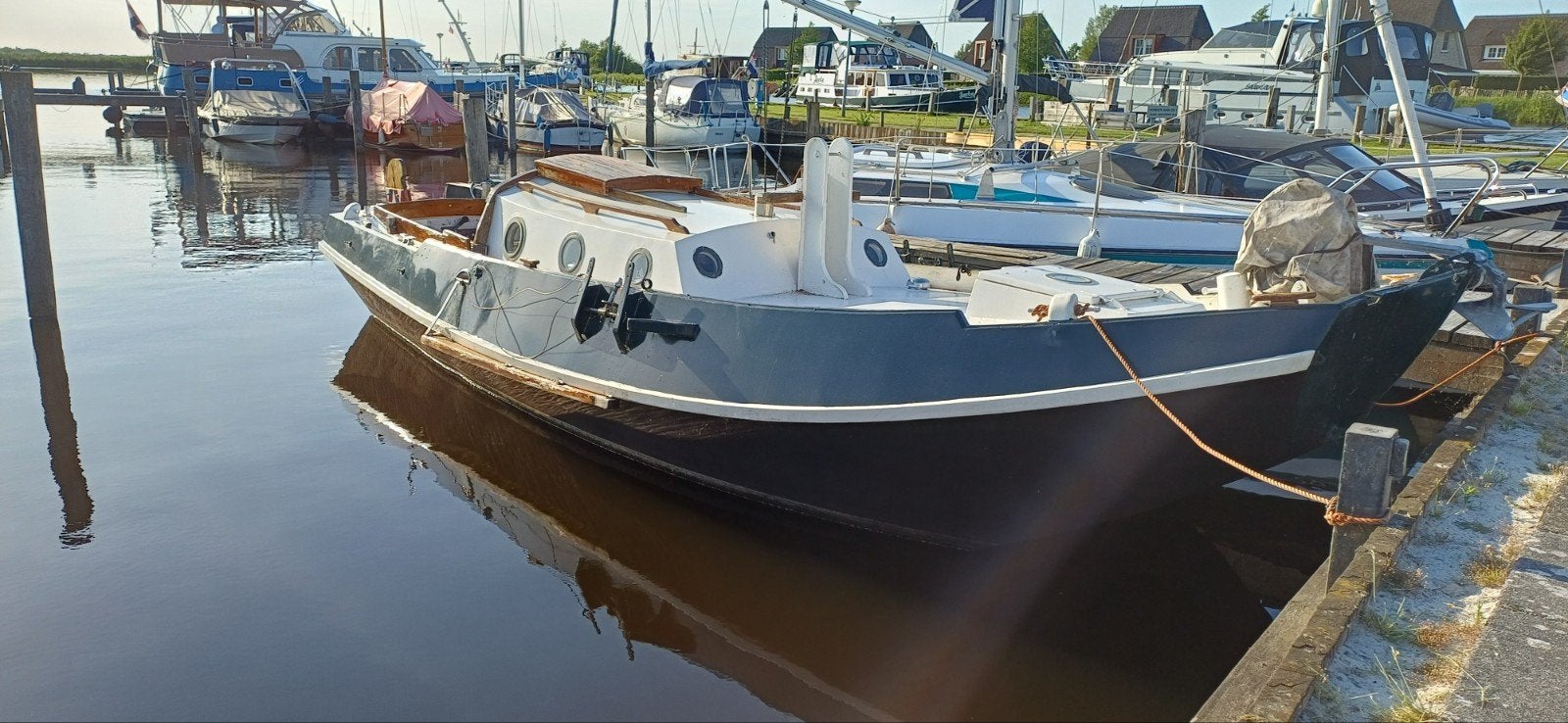 Platbodem Zeilschouw met 10pk Yanmar Diesel, Ophalen, Staal, Binnenboordmotor, 10 pk