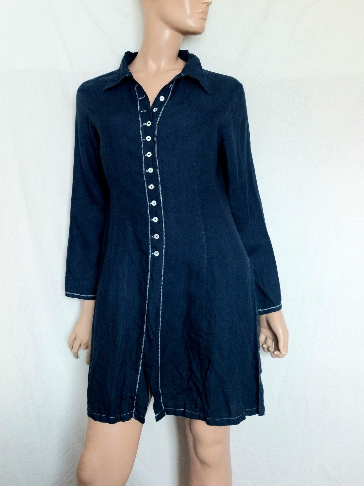 SARA GLENZER LINNEN Blouse,  Maat 42, Ophalen of Verzenden, Zo goed als nieuw, Maat 42/44 (L), Blauw