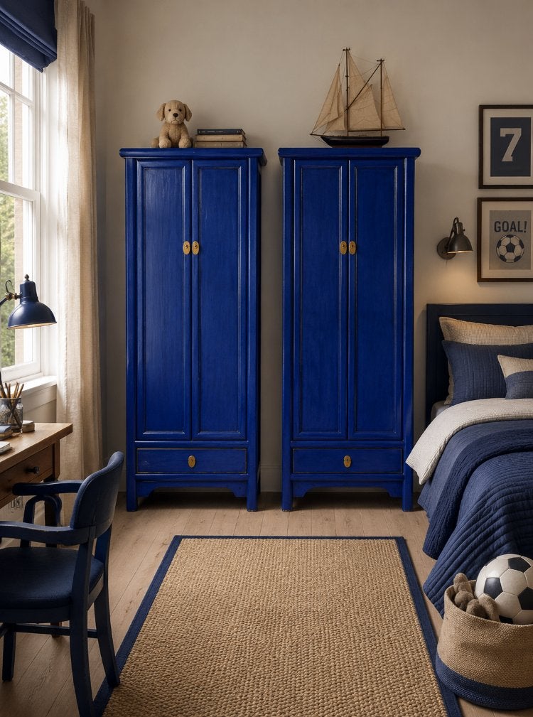 2x kast Kledingkast blauw landelijk, Met deur(en), Nieuw, Landelijk, 150 tot 200 cm
