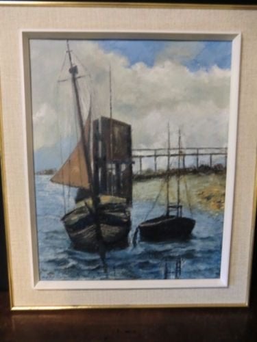 2 schilderijen met bootjes, Ophalen of Verzenden