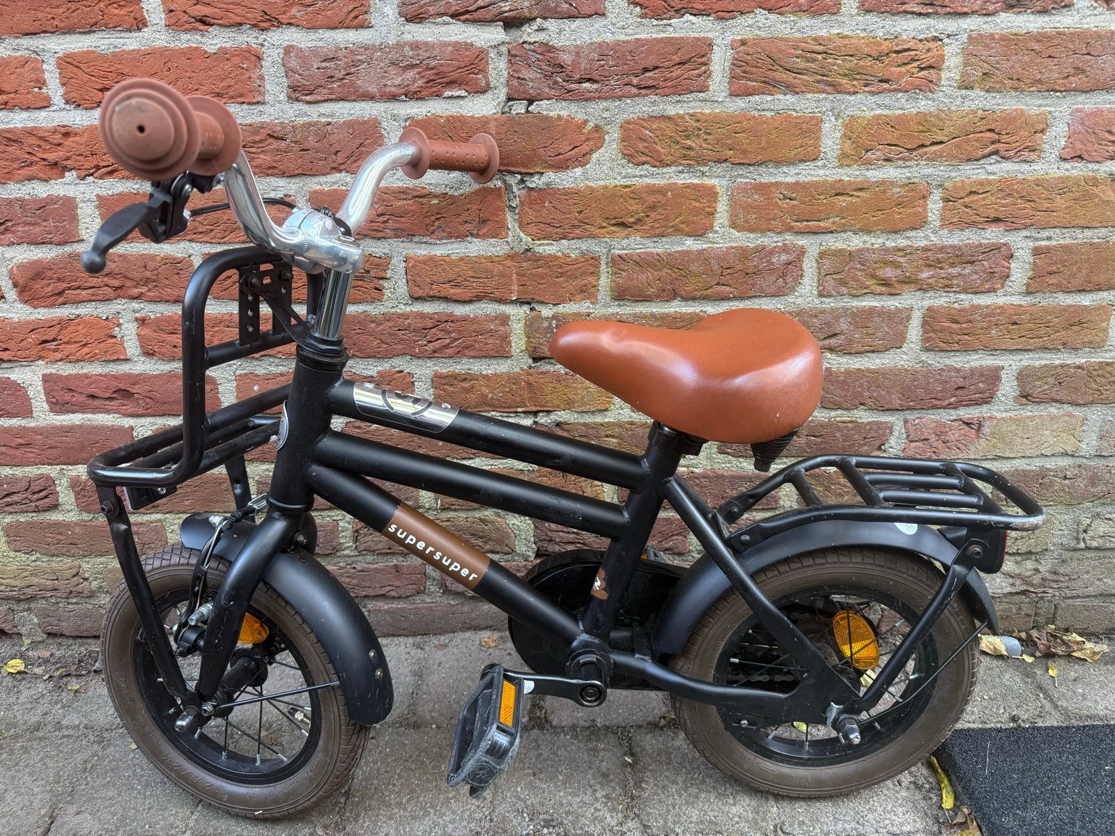 SuperSuper Cooper kinderfiets 12 inch met zijwieltjes, Fietsen en Brommers, Ophalen, Terugtraprem, Zijwieltjes, Minder dan 16 inch