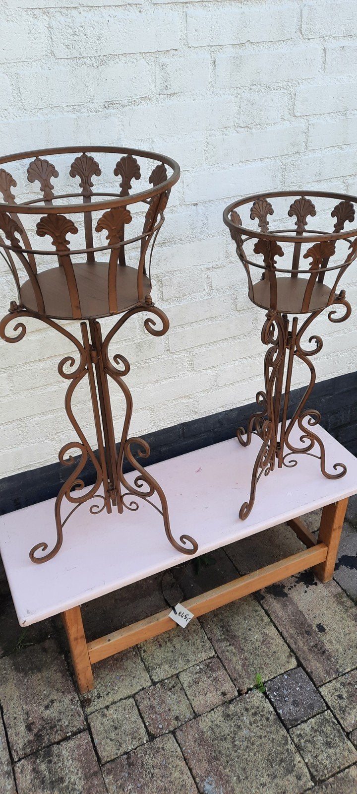 Decoratieve metalen plantenstandaard, 25 tot 40 cm, Gebruikt, Rond, Ophalen of Verzenden