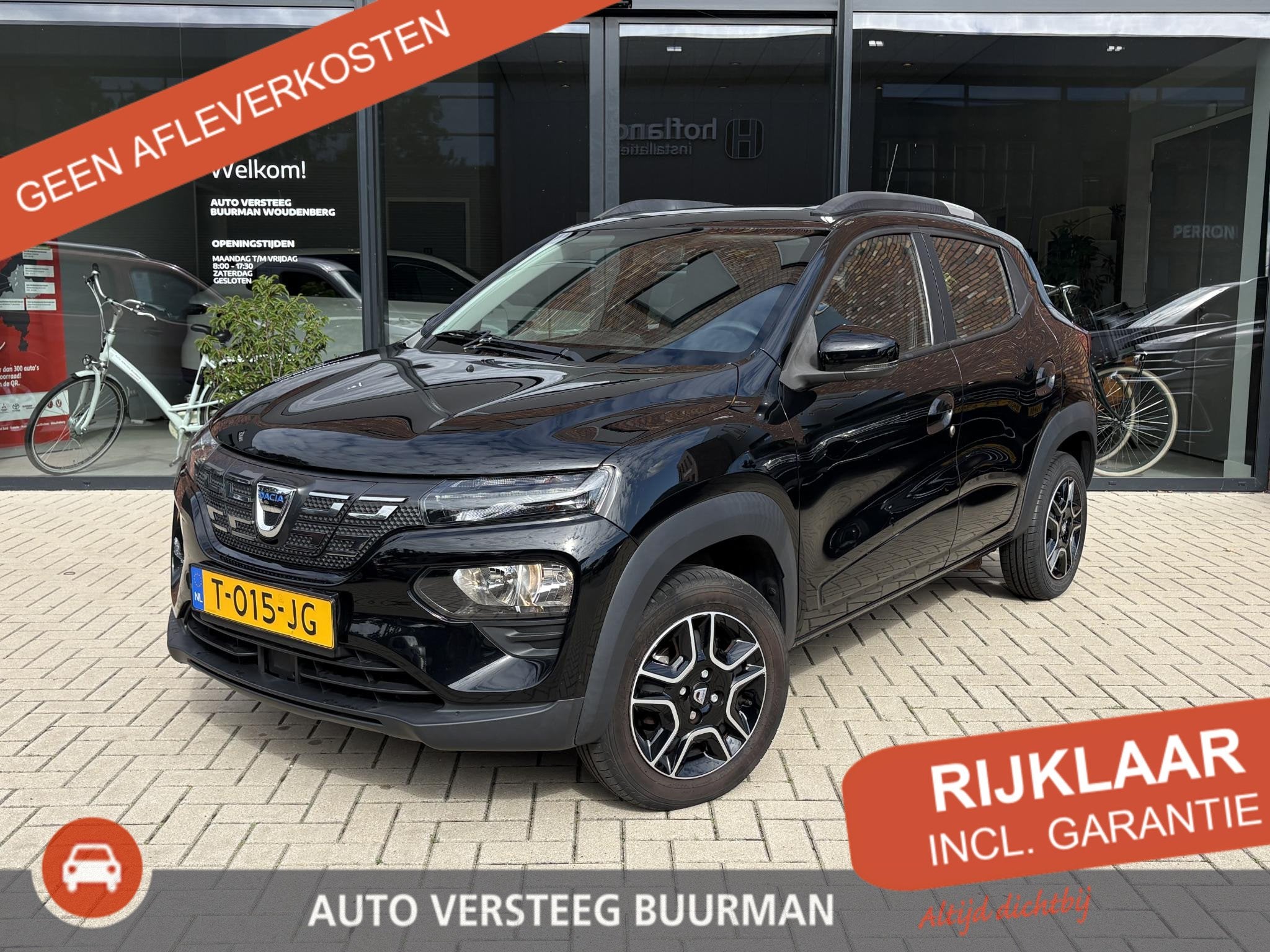 Dacia Spring Comfort 27 kWh Parkeersensoren achter, Centrale, Auto's, 12 maanden, Gebruikt, Zwart, Leder en Stof