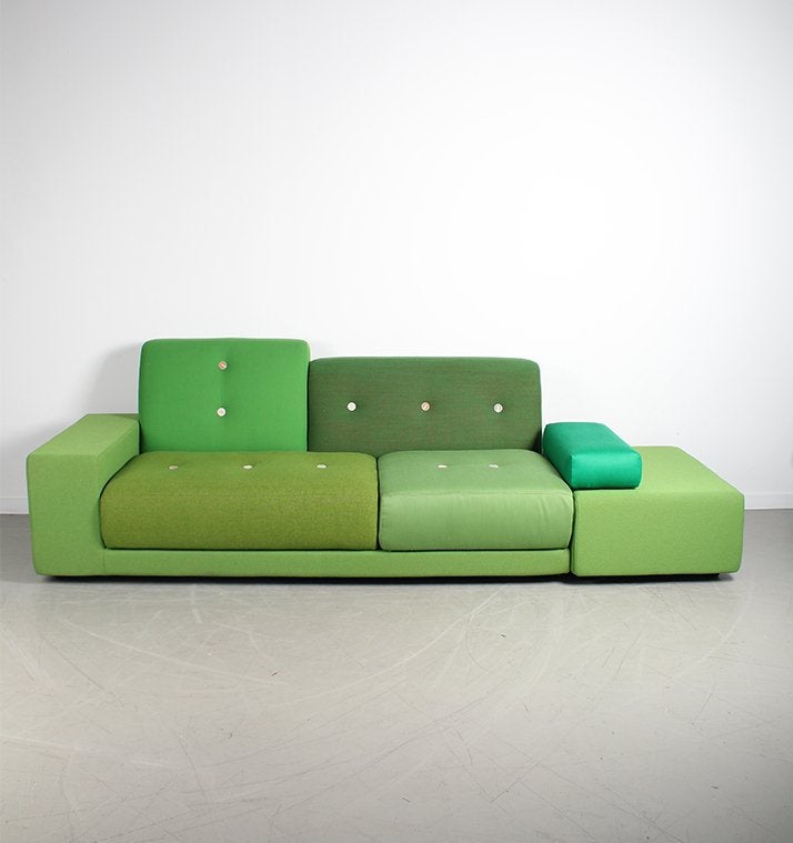 1x Vitra Hella Jongerius Poldersofa Groen 260 cm, Niet ingevuld, 250 tot 300 cm, Niet ingevuld, 75 tot 100 cm
