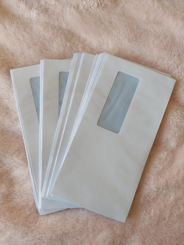 49 stuks venster enveloppen wit, Diversen, Schrijfwaren, Ophalen of Verzenden, Nieuw