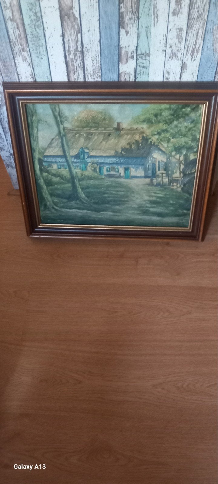 Schilderij: Landelijk huisje met rieten dak, Antiek en Kunst, Kunst | Schilderijen | Klassiek, Doek, Realistisch, Ophalen of Verzenden