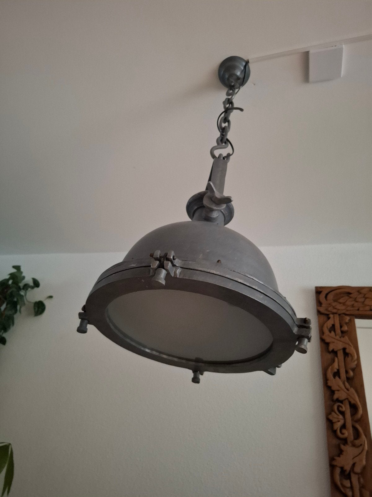 Stoere Industriële Hanglamp - Metaal, Grijs, Ophalen, Gebruikt, E27 (groot), Metaal