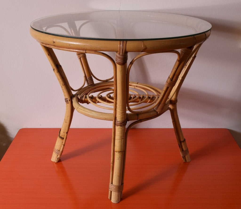 Retro vintage jaren 60 rotan Rohé Noordwolde tafel, Ophalen