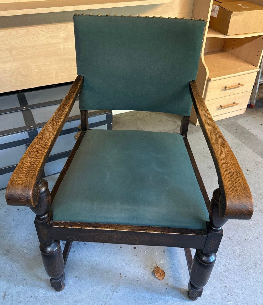 Vintage Eeikenhouten fauteuil, Ophalen of Verzenden
