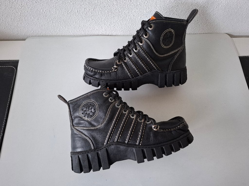 <>  Originele MAG maat 39 zwarte leren veter boots laarzen, Verzenden, Zwart, Lage of Enkellaarzen, Zo goed als nieuw