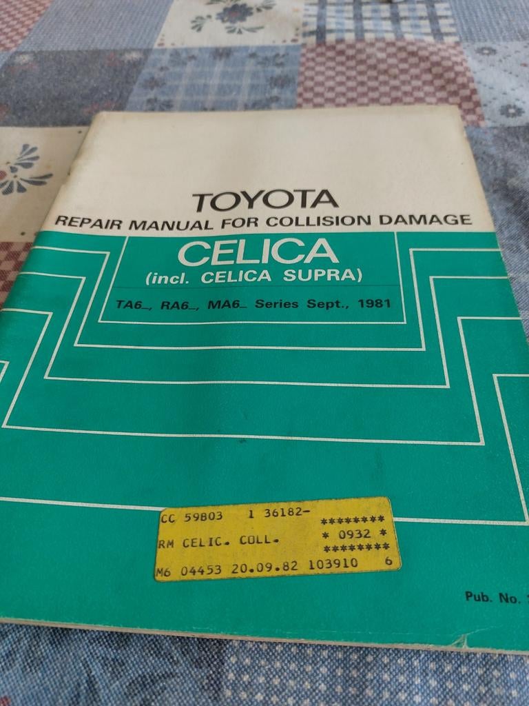 REPAIR MANUAL FOR COLLISION DAMAGE TOYOTA CELICA TA60 MA61, Ophalen of Verzenden