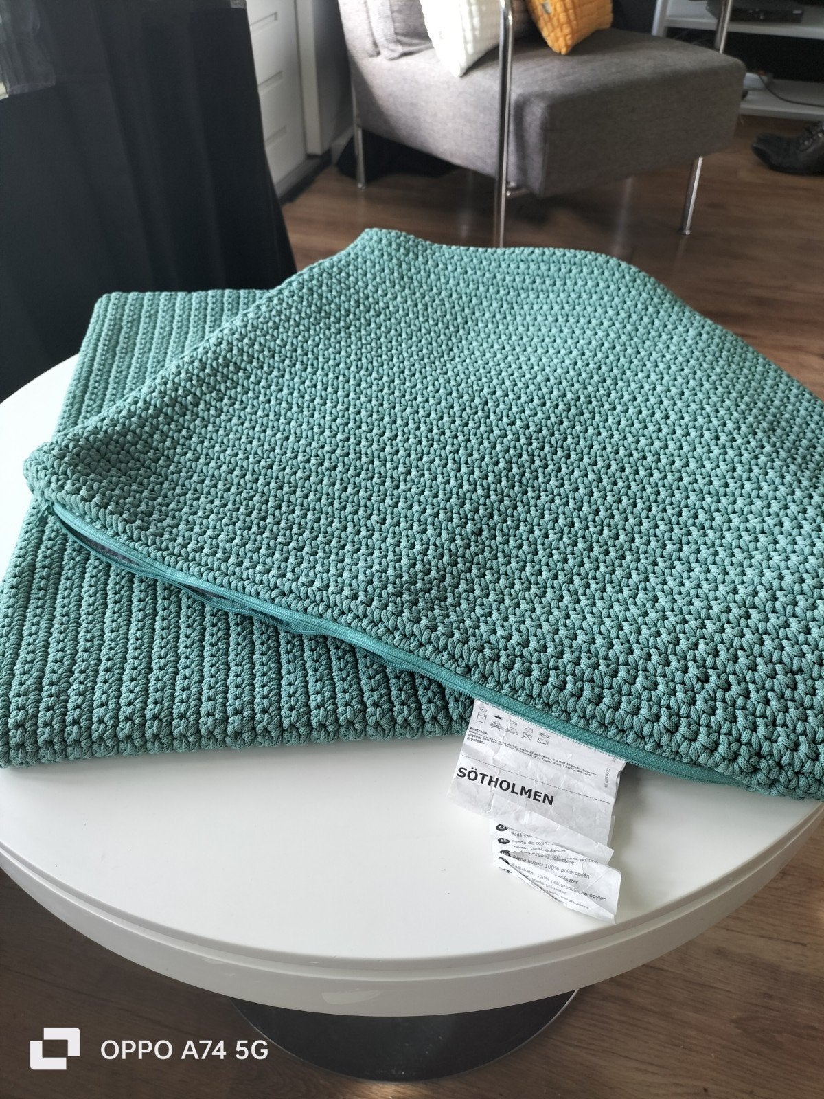 2 IKEA SÖTHOLMEN Kussenhoezen 50x50 cm - Groen, Wasbaar, IKEA, Ophalen of Verzenden, Zo goed als nieuw