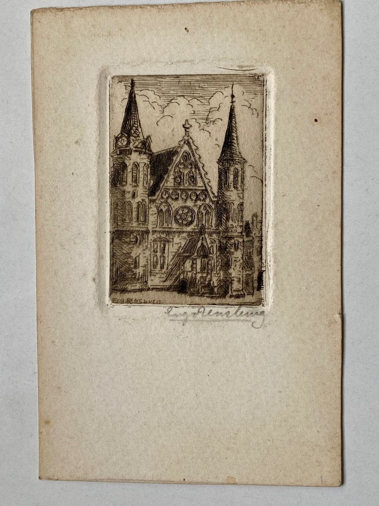 optica prent Stadhuis, Nieuwe Kerk, Waag te Amsterdam, Antiek en Kunst, Ophalen of Verzenden