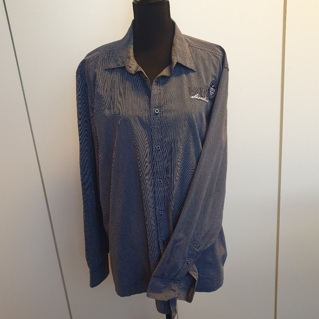 Overhemd fijn gestreept maat 43/44, Blauw, Nieuw, Ophalen of Verzenden, Canda