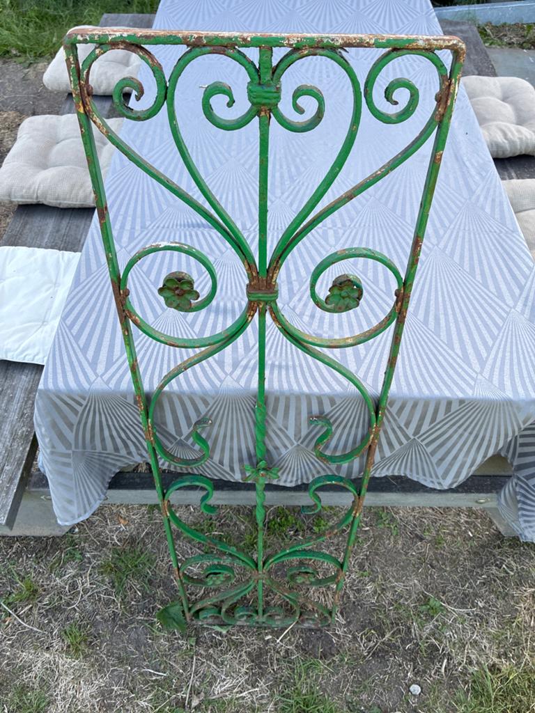 Vintage smeedijzeren decoratiepaneel - groen, Antiek en Kunst, Ophalen of Verzenden