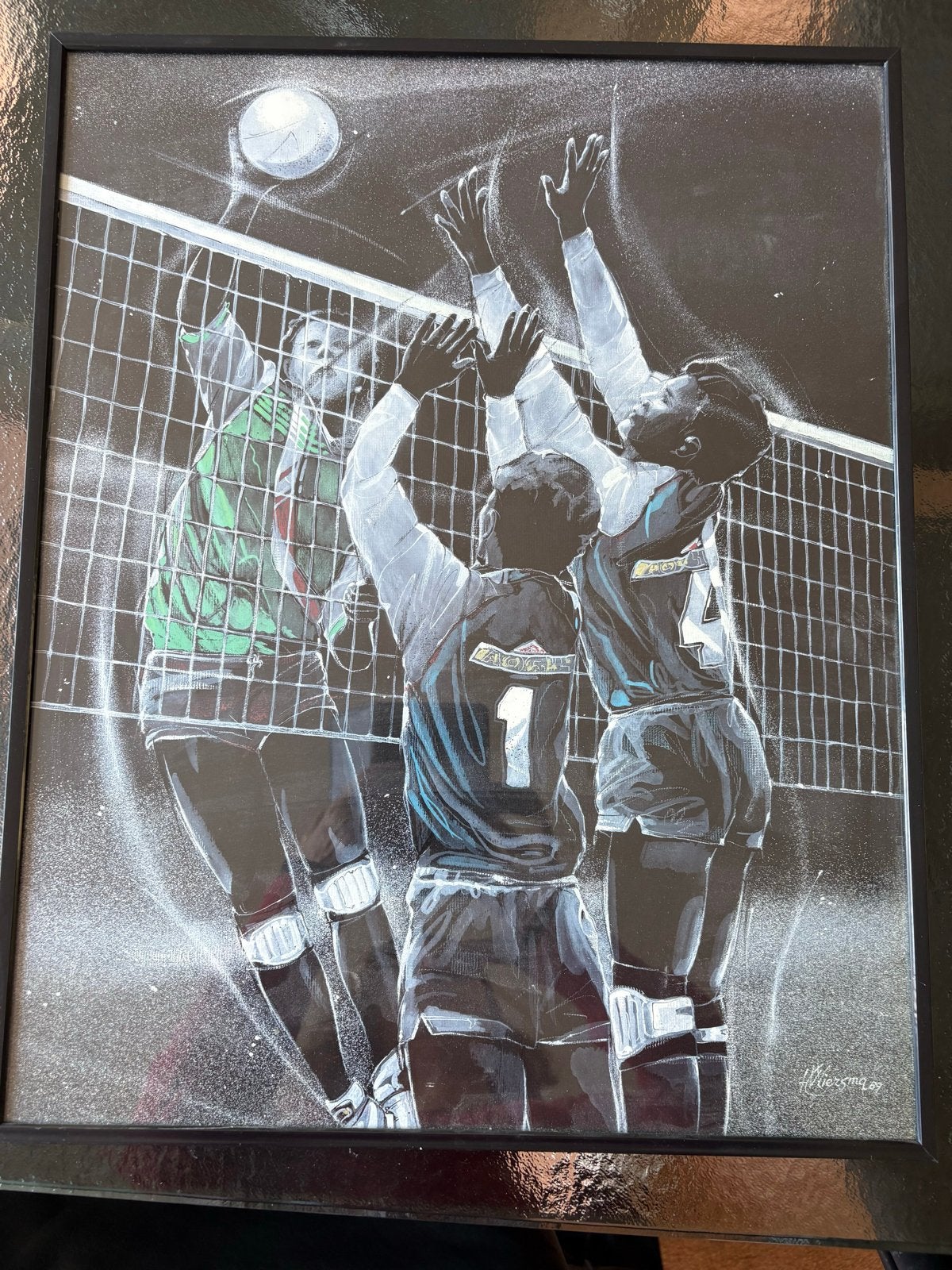 1980s-wall-art-retrowave-volleyball print van H. wiersma, Ophalen of Verzenden, Print, Print/reproductie, Ingelijst