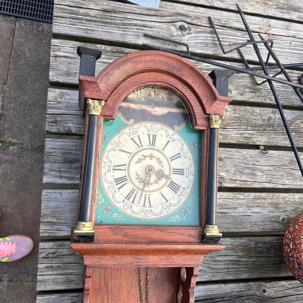 Antieke houten klok met losse onderdelen, Antiek en Kunst, Ophalen