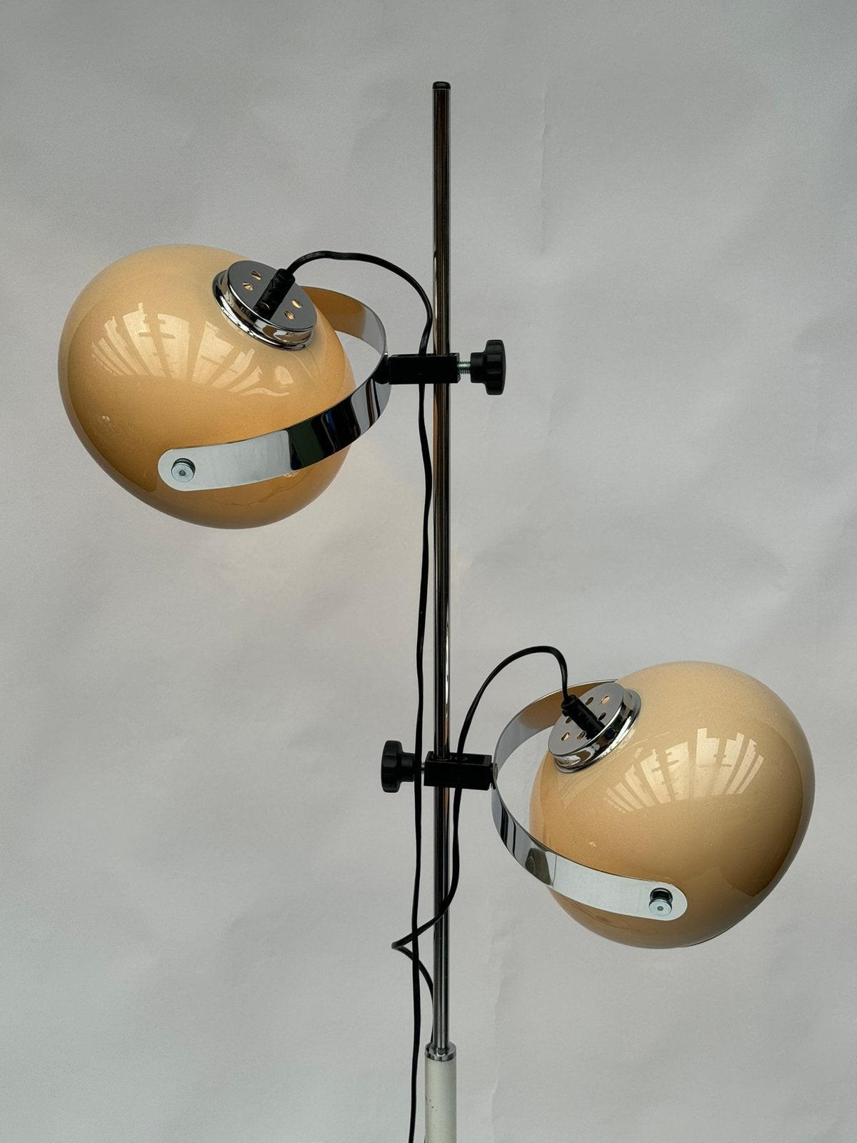 Vintage Dubbele Mushroom, Dijkstra Vloerlamp Wit, Space age mid century, Gebruikt, Ophalen of Verzenden, Metaal