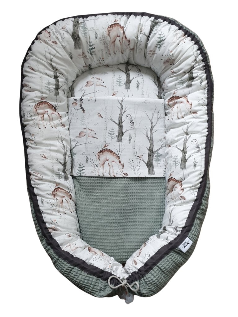 Babynestje Bosdieren groen met Deken Little Dreamzzz, Kinderen en Baby's, Bi & Li Creaties, Overige typen, Nieuw, Ophalen of Verzenden