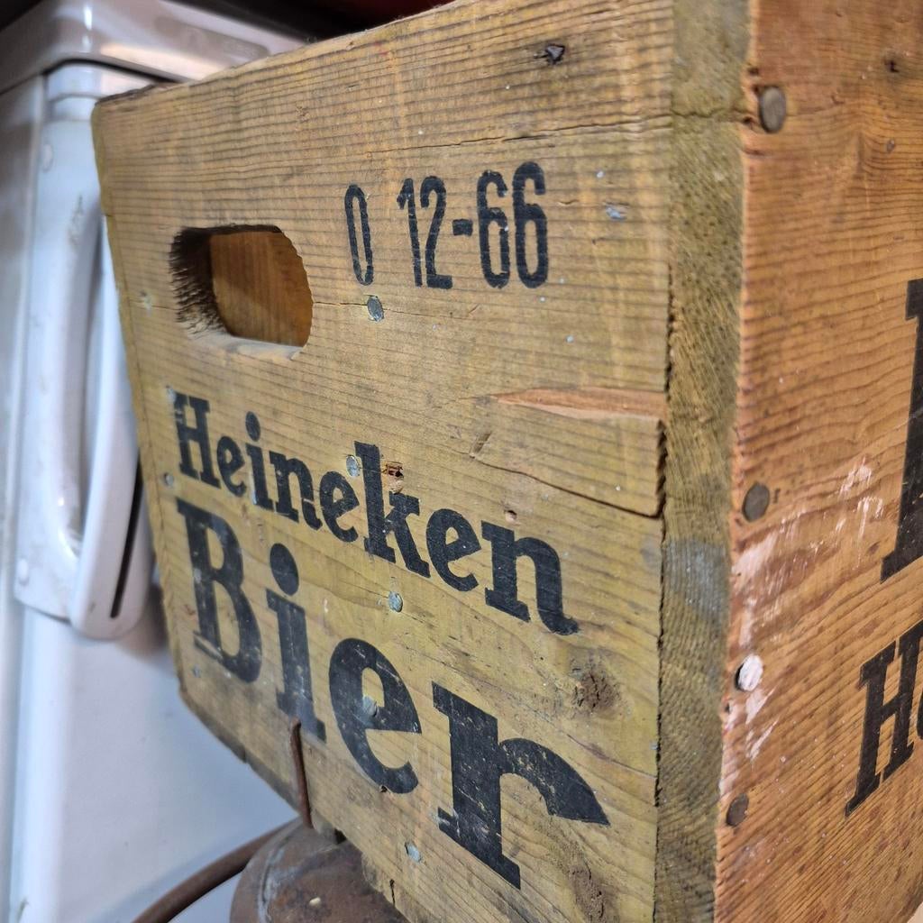 Vintage Heineken Bier kratje - Oud houten krat, Ophalen of Verzenden
