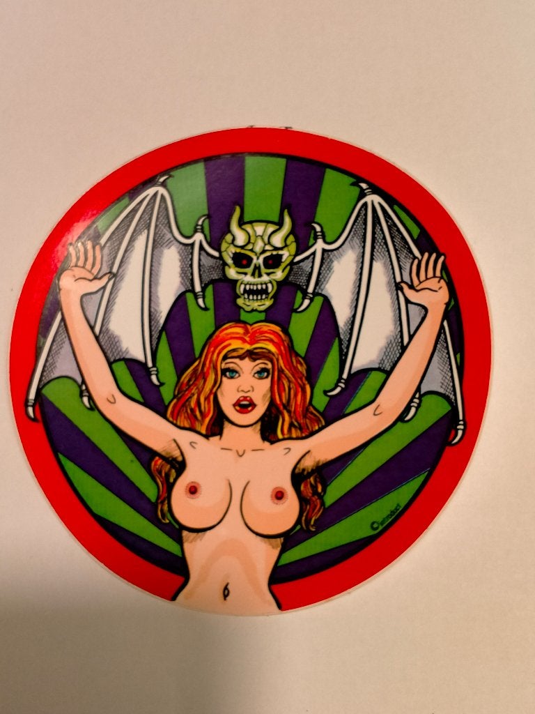 Pin-up Pinup Gothic bat vleermuis vintage logo sticker, Verzenden, Zo goed als nieuw, Overige typen