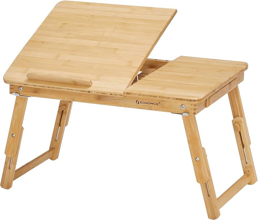 Laptoptafel van bamboe,tafel voor bed,verstelbaar inklapbaar, Ophalen, Nieuw, Rechthoekig, Inklapbaar