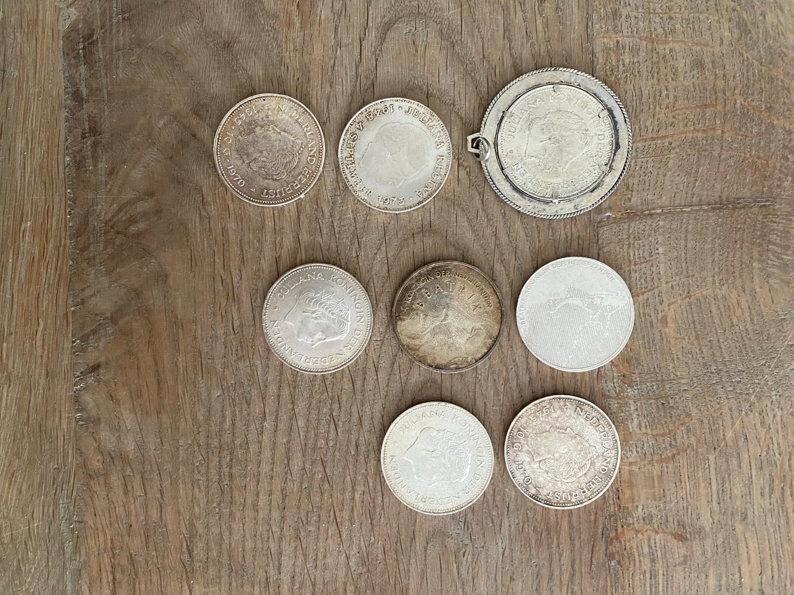 8 oude munten, waaronder Juliana en Beatrix, Postzegels en Munten, Ophalen, Koningin Juliana, Overige waardes, Setje