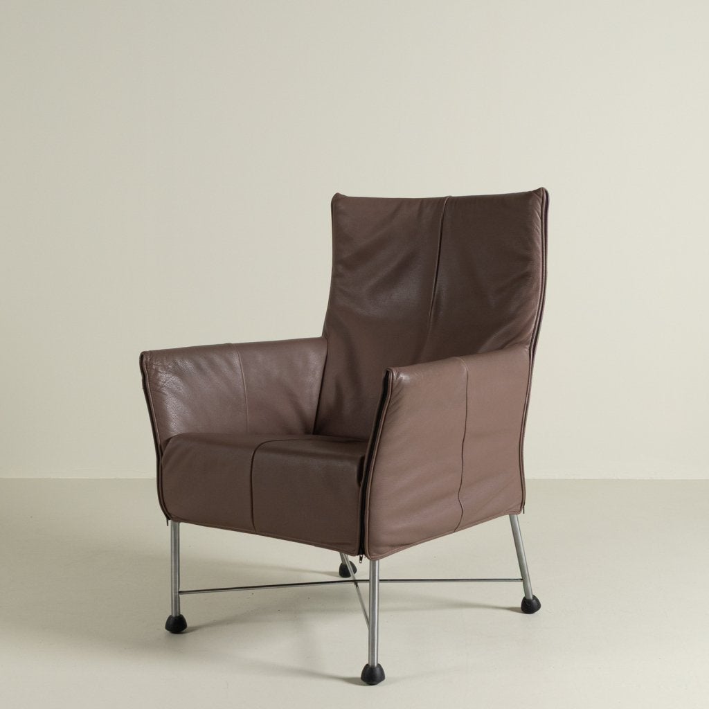 Montis Charly Fauteuil Lever Grijs Leer - Aluminium (Op Dopp, Niet ingevuld, Zo goed als nieuw, Niet ingevuld, Niet ingevuld