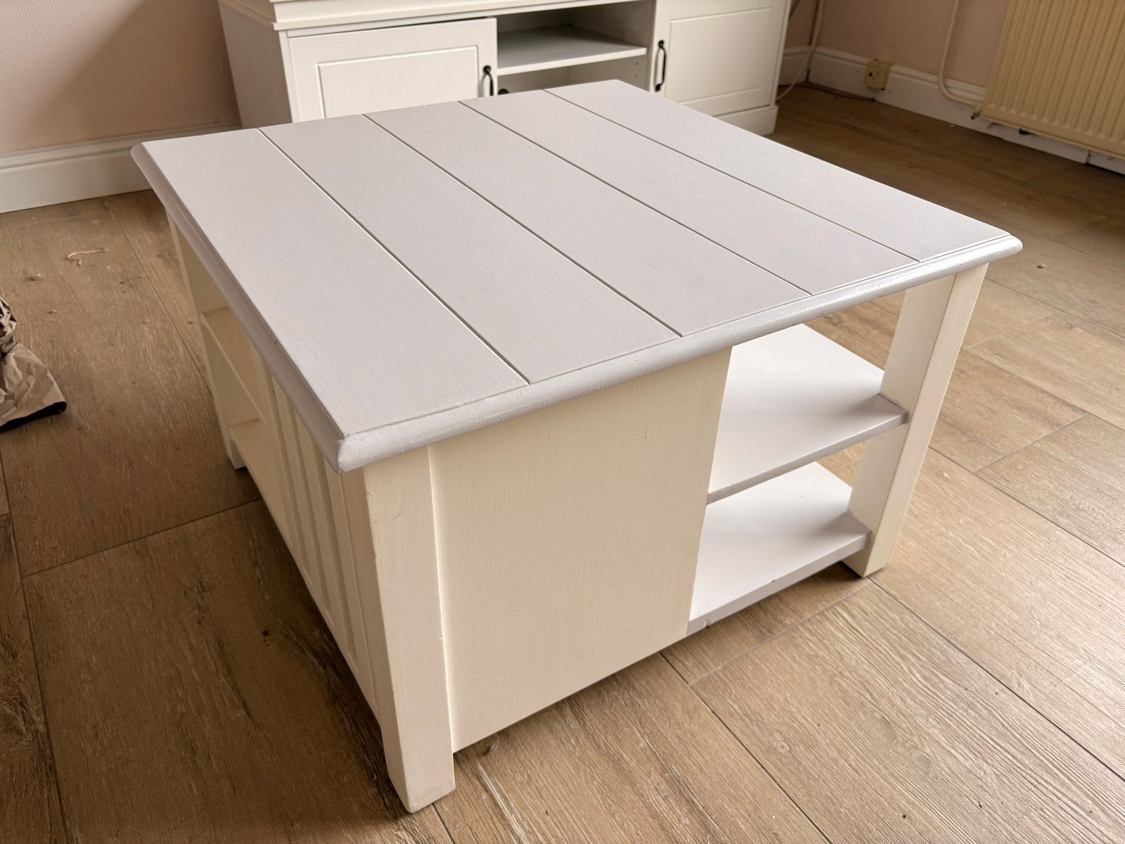 Riviera Maison Salontafel - Crème/Grijs, Ophalen, Gebruikt, 100 tot 150 cm, Vierkant
