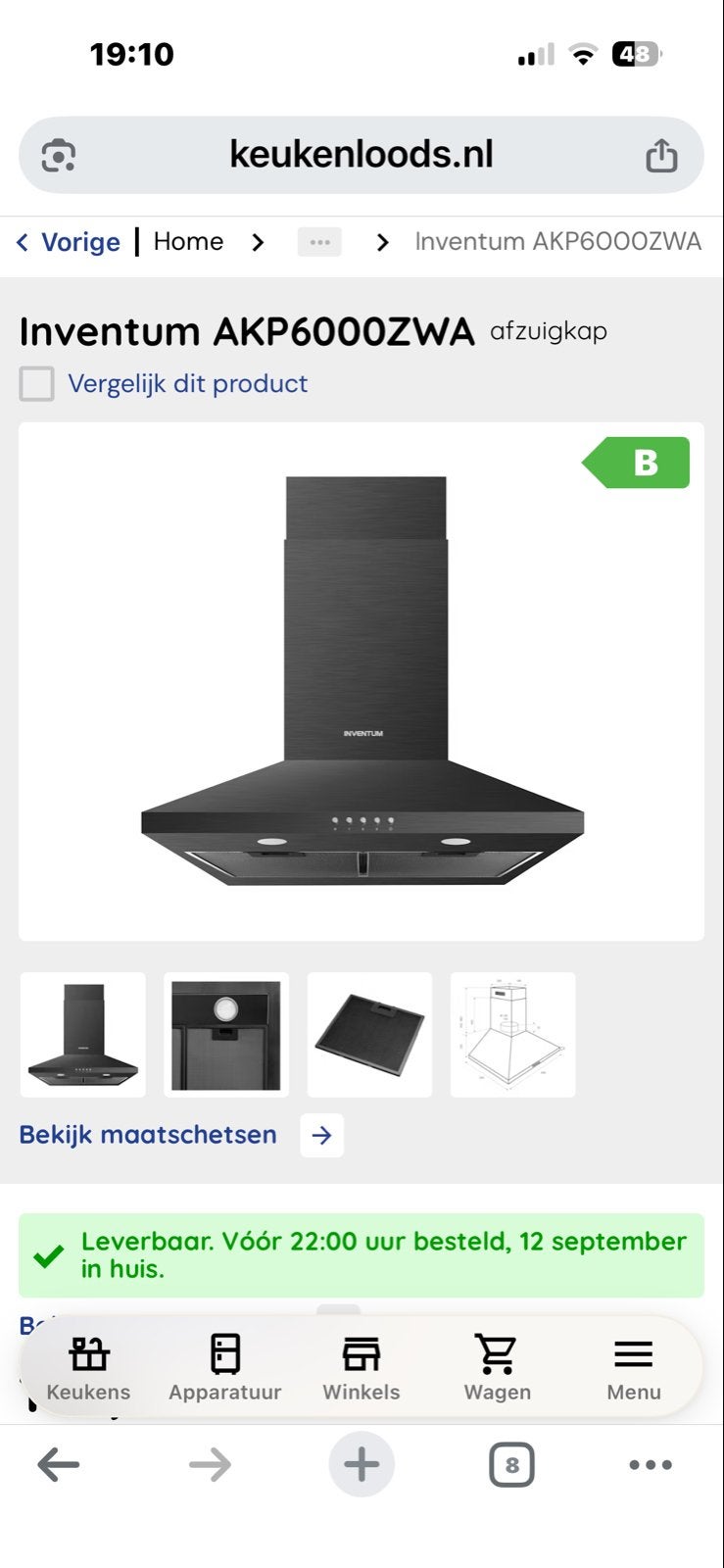 Inventum AKP6000ZWA Afzuigkap - Nieuw in doos, Witgoed en Apparatuur, Afzuigkappen, Nieuw, Ophalen of Verzenden, Vrijstaand, Motor