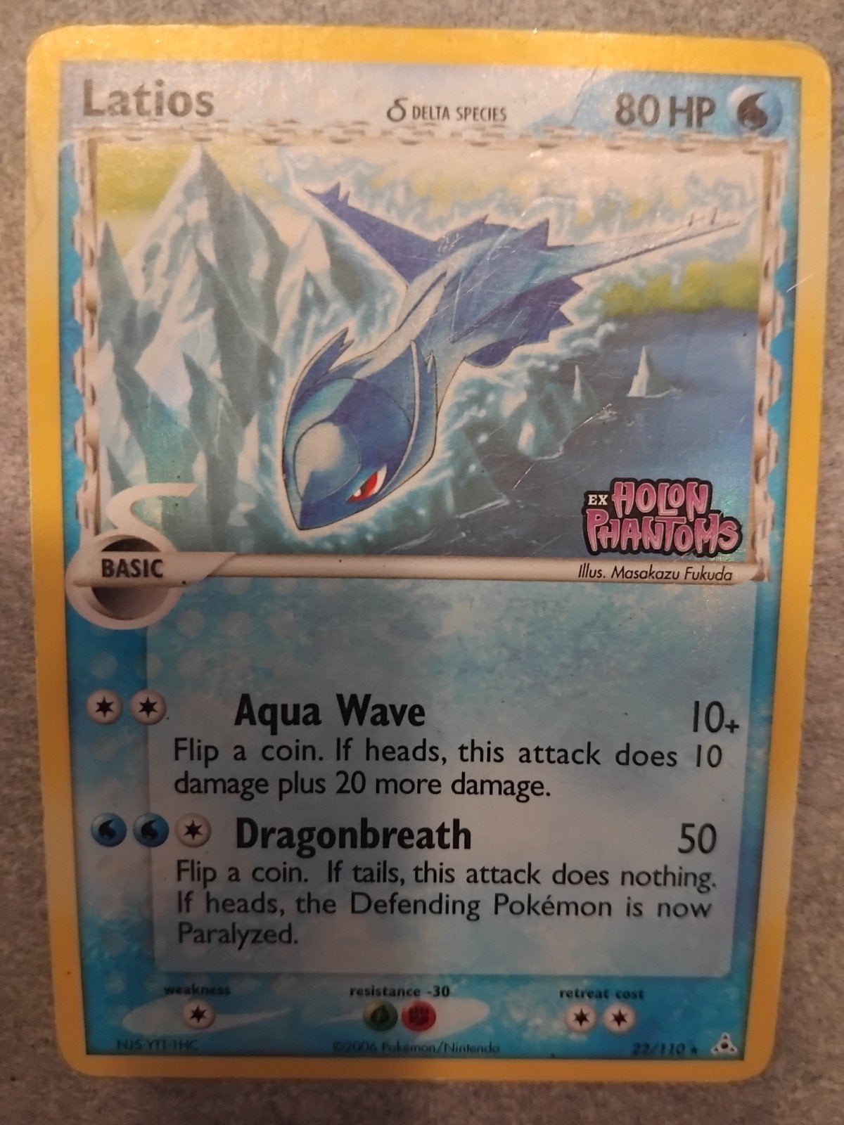 Pokémon Latios 22/110 Delta Species stamped Holon Phantoms, Ophalen of Verzenden, Gebruikt, Losse kaart