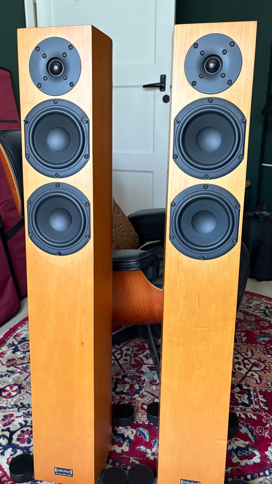 Audio Physic Spark V Vloerstaanders - Warm Houtskleur, Vloerstaande luidspreker, Zo goed als nieuw, 60 tot 120 watt, Basreflex