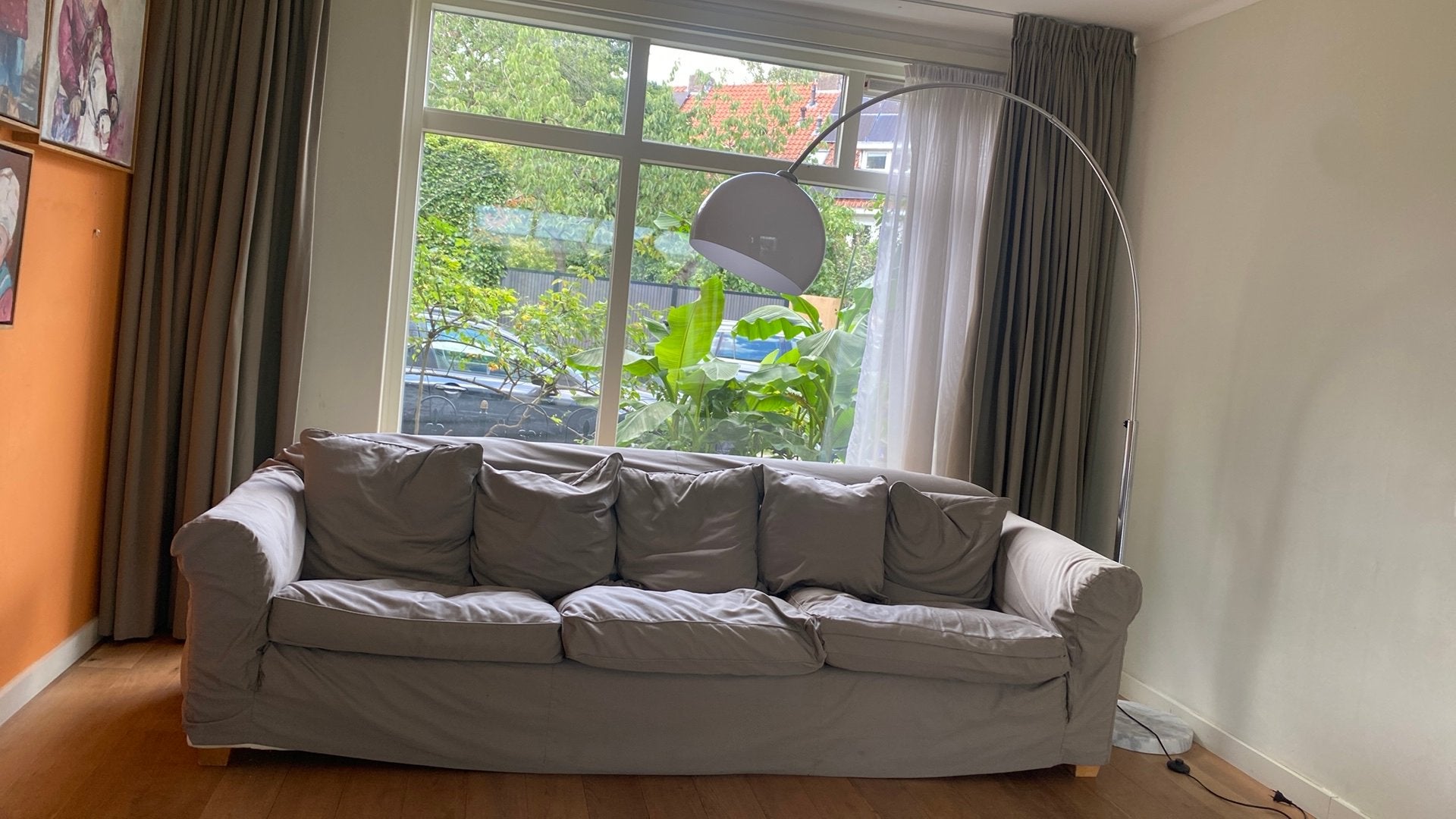 IKEA Ektorp 3-zits bank met grijze en witte hoes, Ophalen, 250 tot 300 cm, Gebruikt, Driepersoons