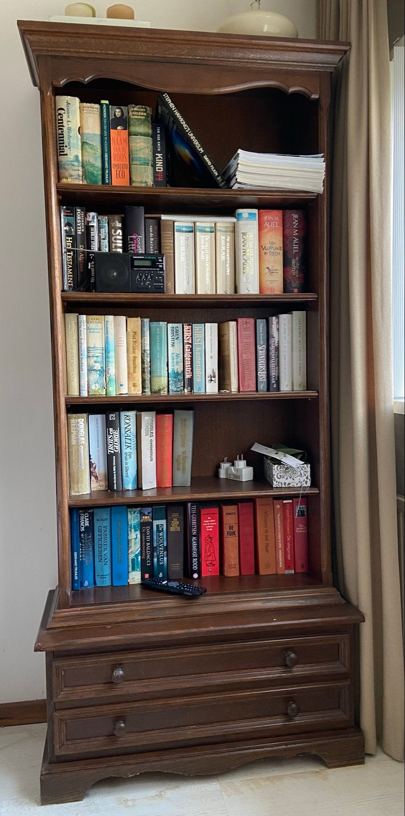 Houten Boekenkast met Lades - 190x85 cm, Ophalen, Gebruikt, 50 tot 100 cm, Met lade(s)