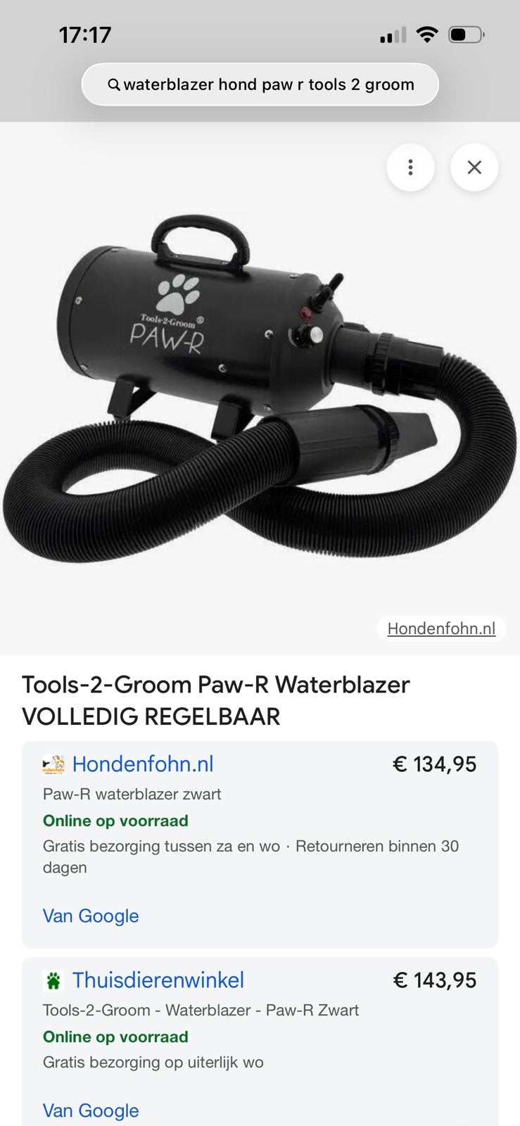 Waterblazer of hondenfohn Paw R helemaal nieuw in doos, Dieren en Toebehoren, Ophalen, Nieuw