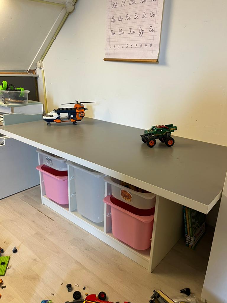 Legotafel | Ikea trofast met werkblad en bakken, Ophalen, Gebruikt, 100 tot 150 cm, 5 laden of meer