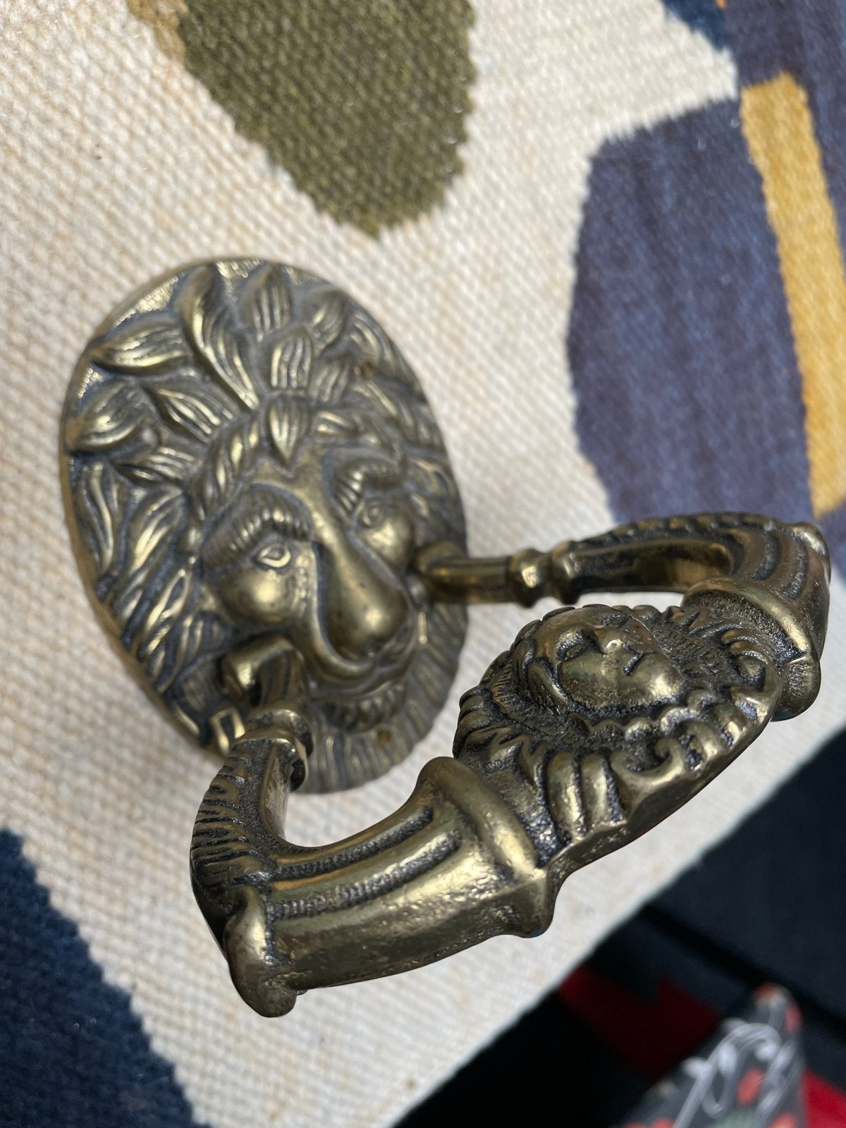 Antieke bronzen leeuwenkop deurklopper, Ophalen of Verzenden