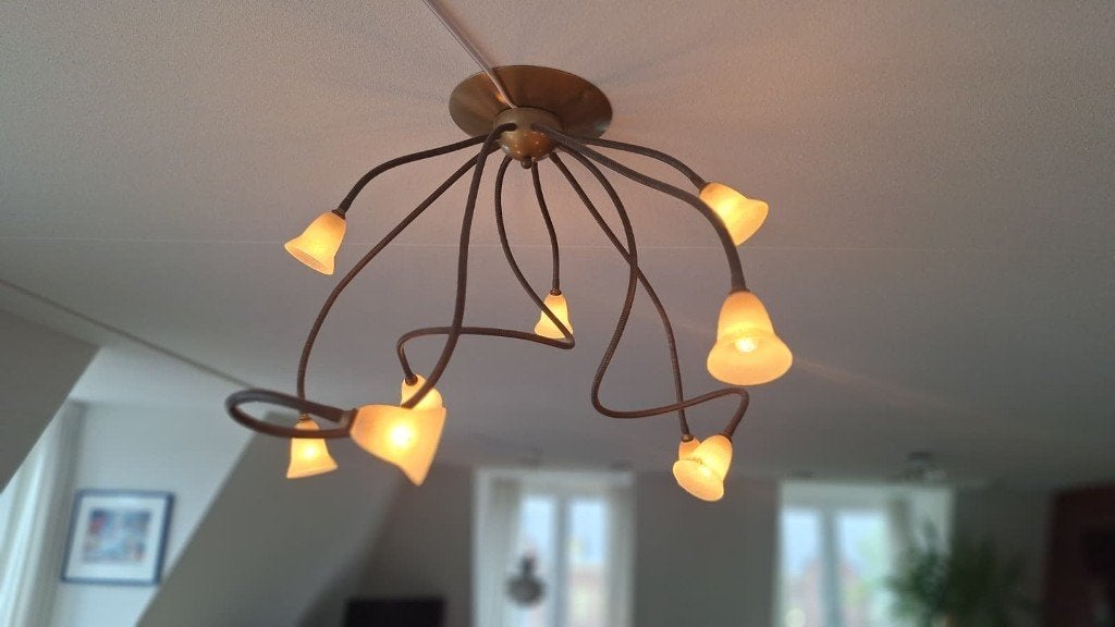 Mooie, decoratieve, vintage plafondlamp/ wandlamp, Ophalen, Zo goed als nieuw, Glas
