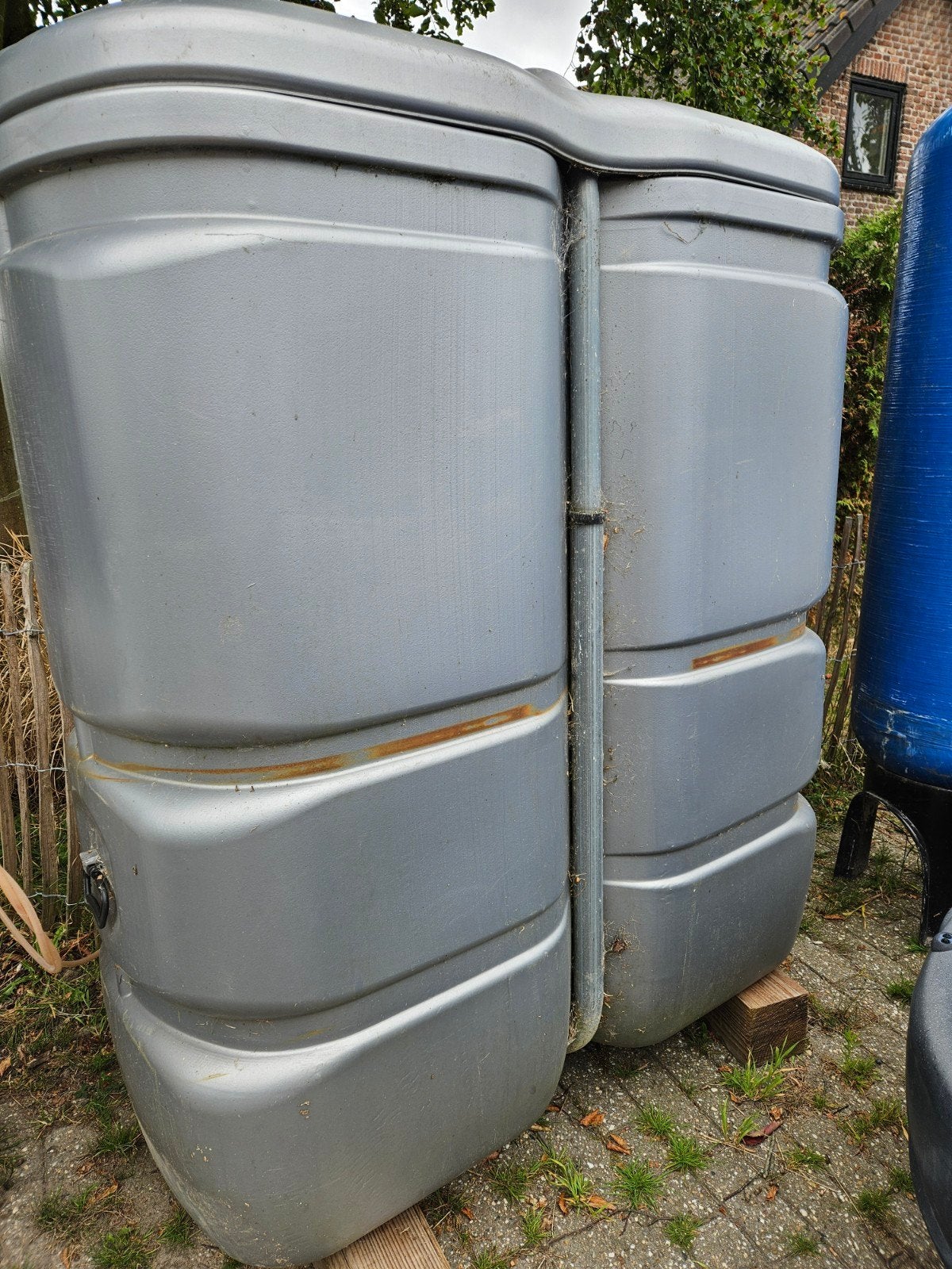 Schütz Tank in Tank Plastic 1000L - Olietank, 150 liter of meer, Ophalen, Gebruikt