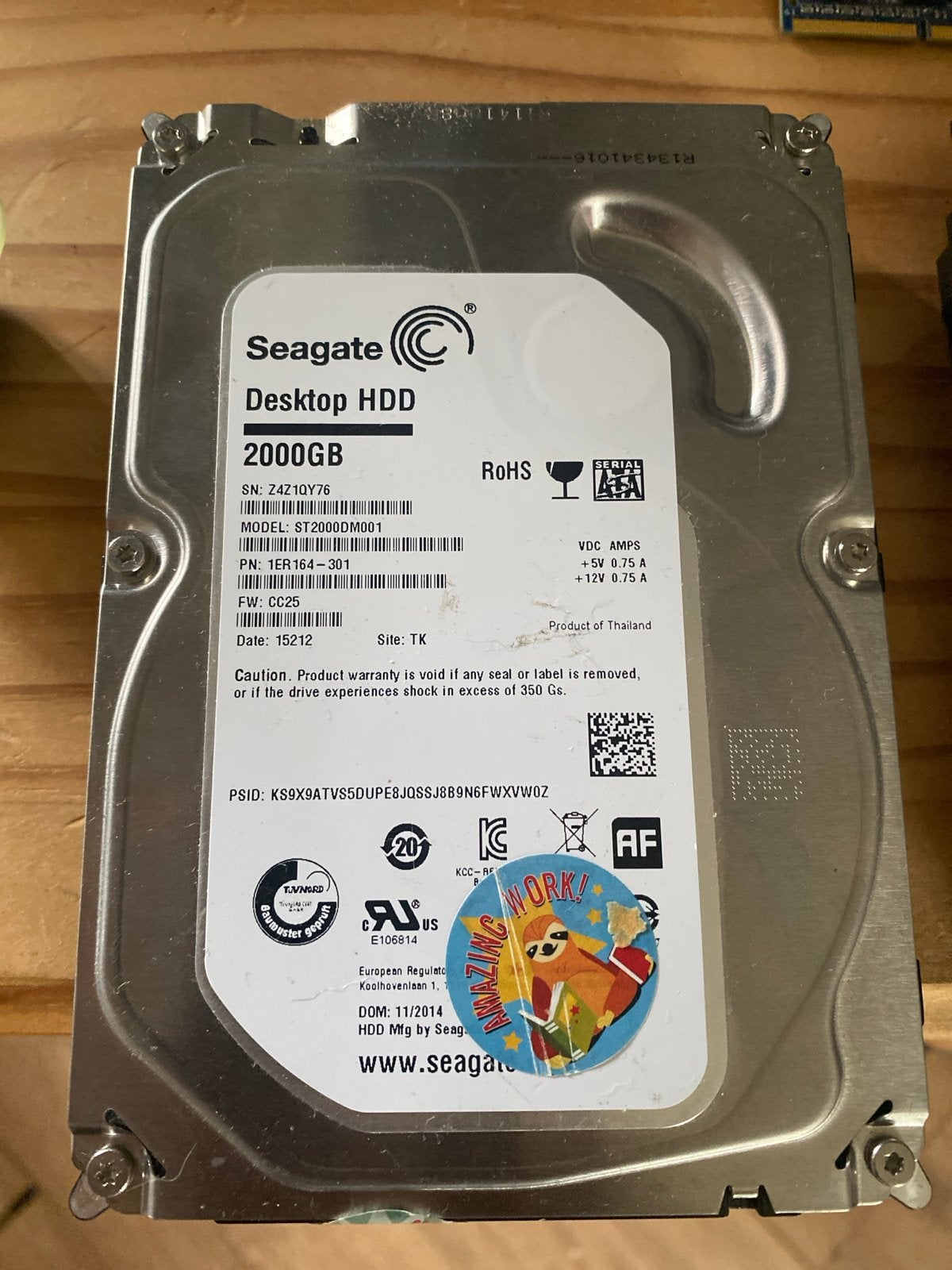 Seagate Desktop HDD 2TB - ST2000DM001, Intern, Gebruikt, Ophalen of Verzenden, Desktop