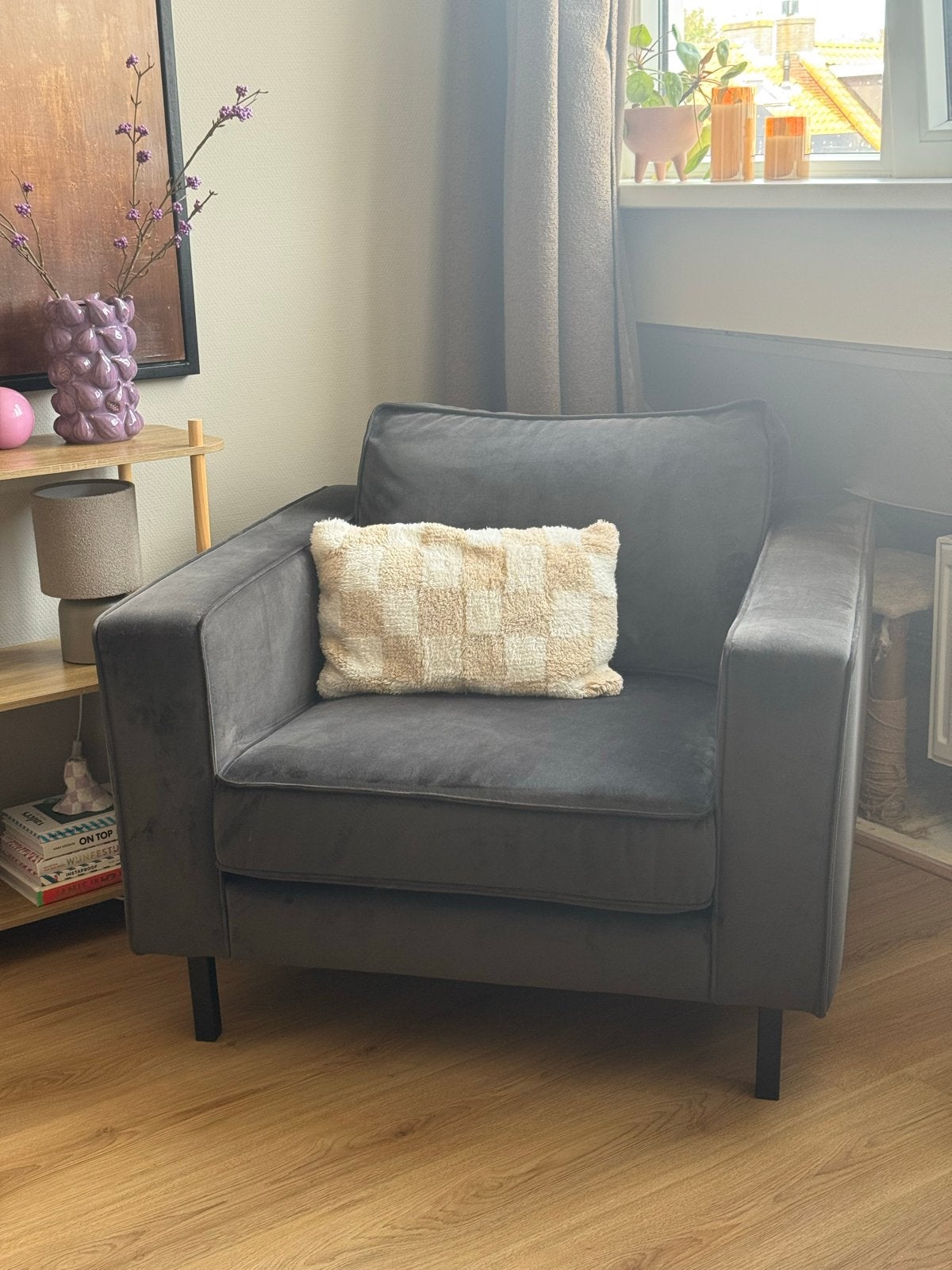 WOOOD Fauteuil - antraciet (evt. met bank en hocker, Ophalen, Zo goed als nieuw, Overige materialen, 75 tot 100 cm