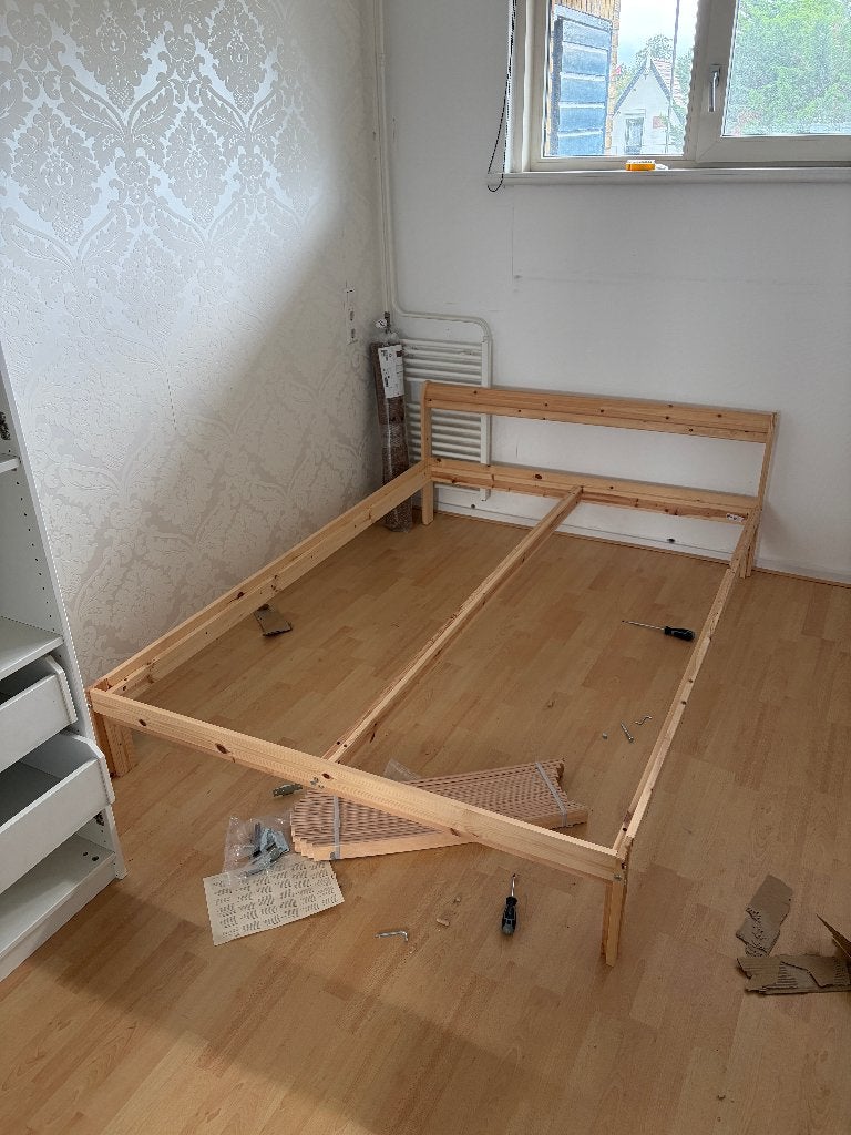 IKEA Neiden bedrame 140x200, Ophalen, Wit, Tweepersoons, 140 cm