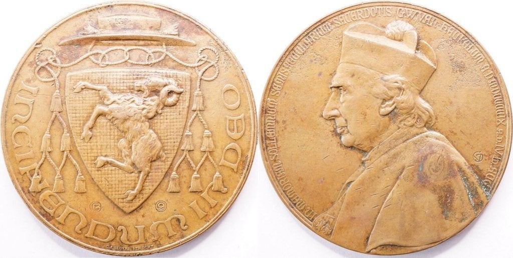Penning 1909, Nederland (50 jaar priester Van Heukelum), Postzegels en Munten, Verzenden, Brons, Nederland